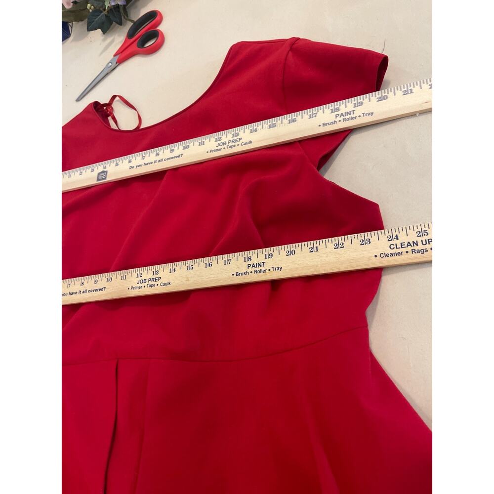 Worthington Peplum Sheath Dress Womens 24W Red Cap Sleeve Retro Revival Chic - Picture 7 of 8